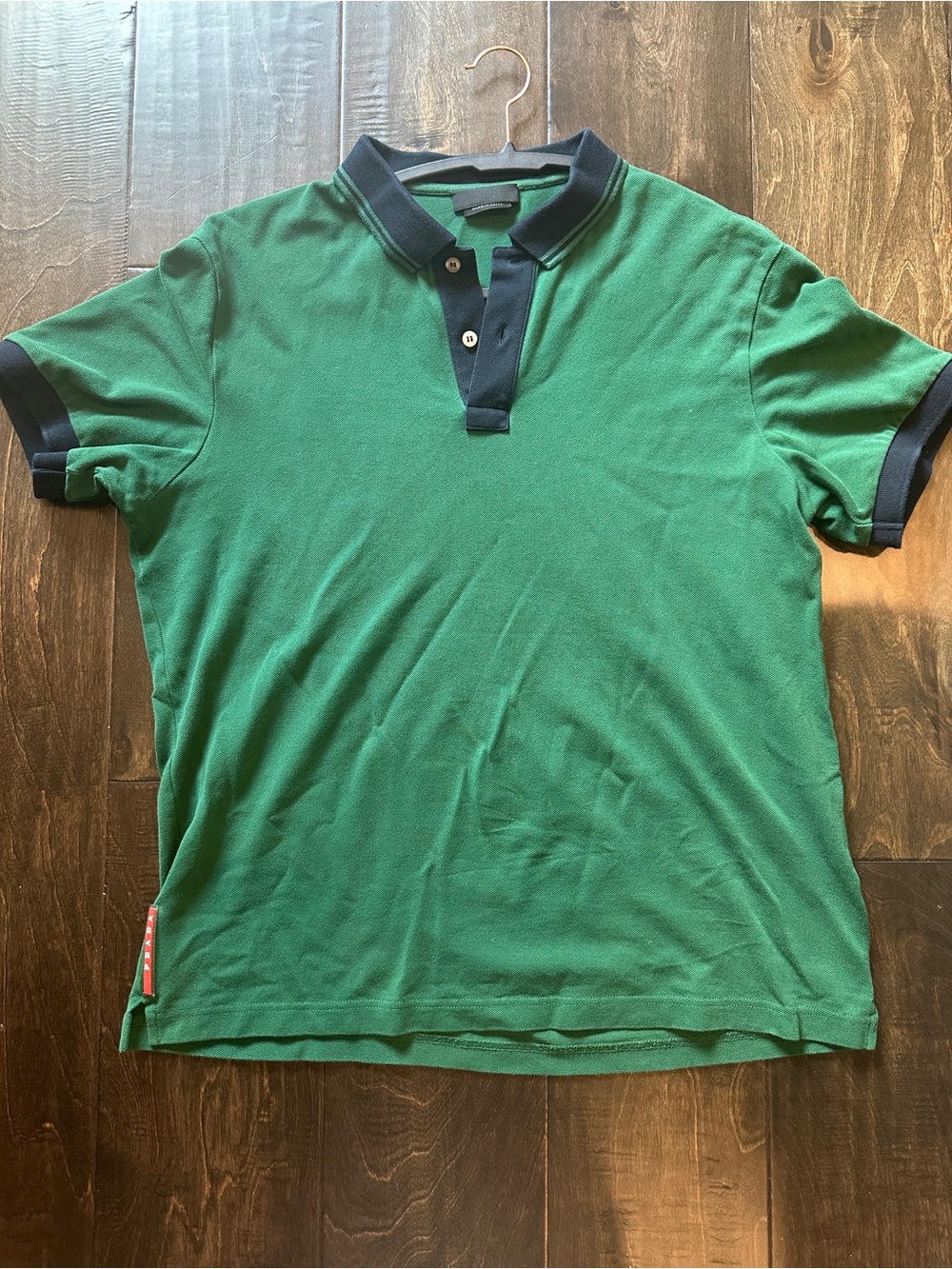 Prada Green Polo with Navy Trim